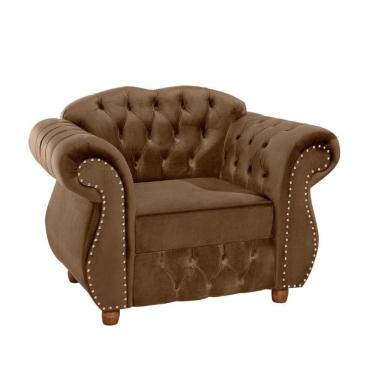 Imagem de Poltrona Chesterfield Merlô Via Encanto Veludo Marrom
