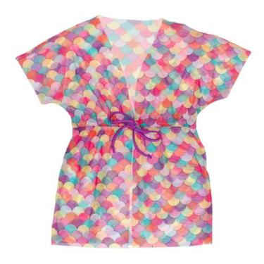 Imagem de Saída De Praia Infantil Menina Vestido Tule Verão Com Cordão - Fofotin