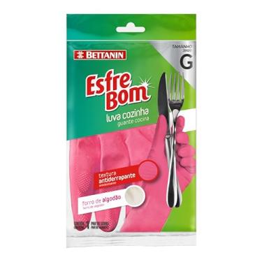 Imagem de EsfreBom - Luva de Látex para Cozinha Tamanho G, Cor Rosa, Bettanin