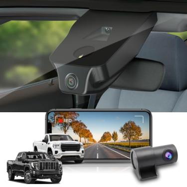 Imagem de Fitcamx Câmera frontal 4K + traseira 1080p para GMC Sierra (HD2-6272) 1500 2500HD 3500HD 2020-2024, visual OEM, vídeo HD duplo, WiFi e aplicativo, sensor G de gravação em loop, fácil de usar, com 2