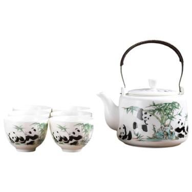 Imagem de Conjunto de bule de chá, padrão panda, louça, 1 bule de chá, 6 xícaras, conjunto de chávenas de chá de kung fu, presente para amantes de chá, conjunto de chá portátil