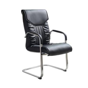 Imagem de ZzleoyuUUs-12 Cadeira de escritório moda lazer respirável cadeira de equipe computador em forma de arco conferência confortável escritório casa (preto)