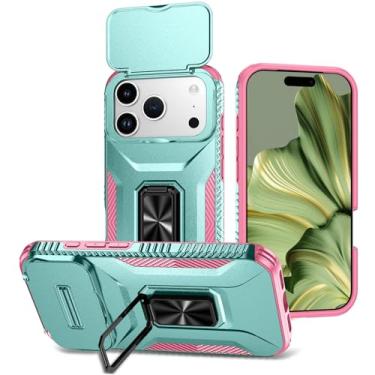Imagem de Eilkmcre Capa de telefone para iPhone X7 Pro, capa resistente de policarbonato rígido resistente com suporte e capa de lente de câmera deslizante embutida capa de grau militar à prova de choque para