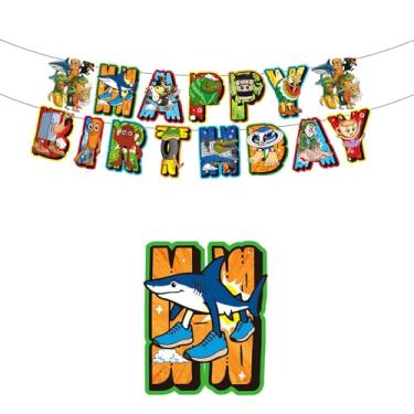 Imagem de Decorações de festa de aniversário de Brainrot italiana, faixas de feliz aniversário Tralalero Tralalala, decoração de podridão cerebral desenho animado tema animal lembrancinhas de festa para