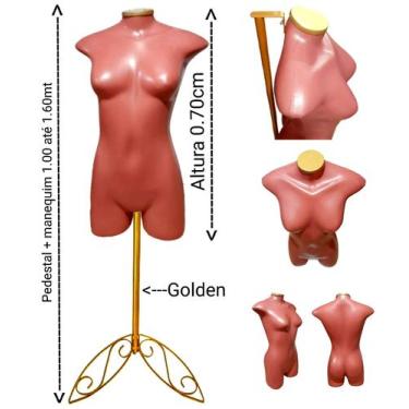 Imagem de Manequim feminino (Meio corpo jó N.36) Rose com tampa Golden + pedesta