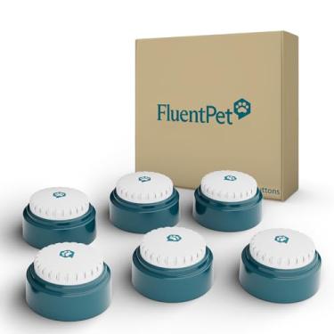 Imagem de FluentPet Botões Speak Up Dog para comunicação, (6 botões graváveis) com baterias pré-instaladas, som mais claro voltado para cima, campainha de treinamento para cães e gatos, botões falantes de