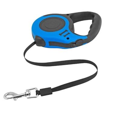 Imagem de Coleira Guia Retrátil para Cachorros 3 Metros | Até 15kg | Extensão Automática, Alça Ergonômica, Resistência e Conforto – Passeios Seguros e Livres(azul)