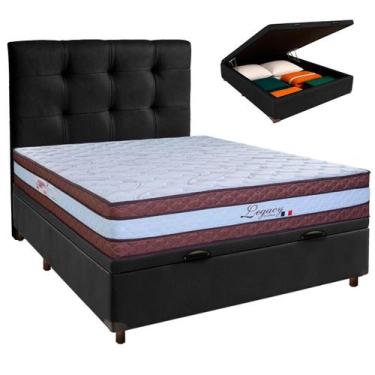 Imagem de Conjunto Cama Box Bau Blindado Casal + Colchão Molas Ensacadas Legaccy