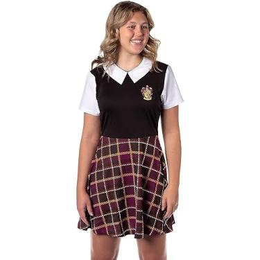 Imagem de Bioworld Vestido de fantasia Harry Potter Grifinória Cosplay Vestidos xadrez para mulheres jovens (GGG)