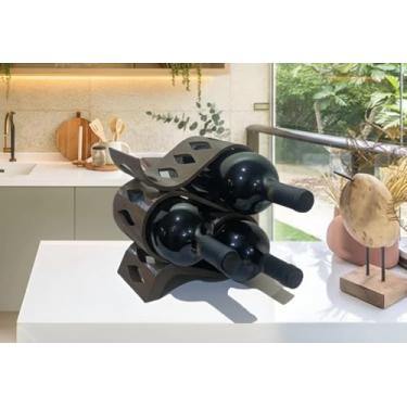 Imagem de Adega de mesa suporte para garrafa vinho (Marrom)