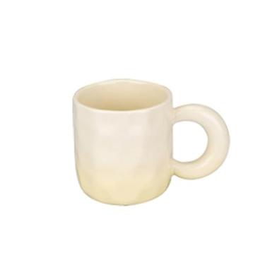 Imagem de hezhuhe2258 Caneca de café com alça grossa, 1 conjunto de caneca de café gradiente, capacidade de 290 ml para copo de água de irmãs amantes de armazenamento de xícara de café da manhã (branca)
