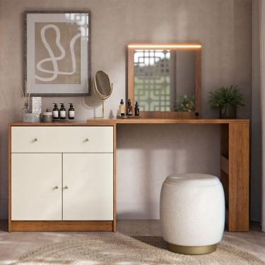 Imagem de Escrivaninha Penteadeira Camarim em L Aura Canela/Off White