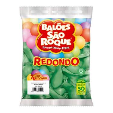 Imagem de Balão Bexiga São Roque Liso 7 Polegadas Redonda C/50 Verde Maçã 106148