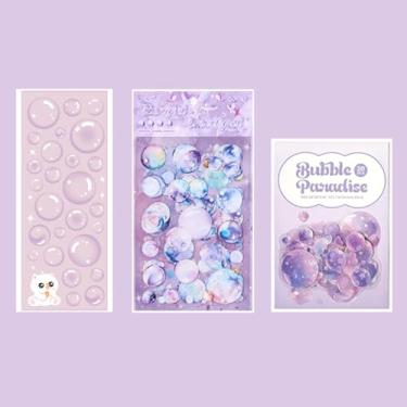 Imagem de Adesivos roxos coloridos de bolhas multiestilos adesivos autoadesivos de bolhas transparentes decalques à prova d'água para photocard, scrapbook, diário, presente, faça você mesmo, cartões de
