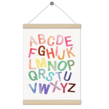 Imagem de Moldura colorida para pôster do alfabeto, 30,5 x 40,6 cm, decoração colorida para sala de aula, ABC, educacional, decoração de parede para meninos e meninas, sala de jogos, sala de aula, pré-escola
