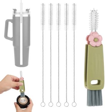 Imagem de Conjunto de 6 pincéis de limpeza, escova de garrafa de água com escova de canudo escova de limpeza de canudo reutilizável garrafa de água com canudo escova de copo de água compatível com YETI 25/26/35