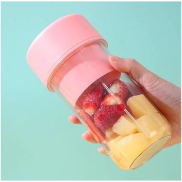 Imagem de Mini Liquidificador Portátil com 6 Lâminas, 420ml, Copo com Tampa e Canudo, Processador de Alimentos para Sucos e Vitaminas