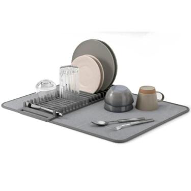 Imagem de Tapete DobráVel Para Escorrer Talheres | Absorvente E Antiderrapante | Inclui Suporte Para Pratos
