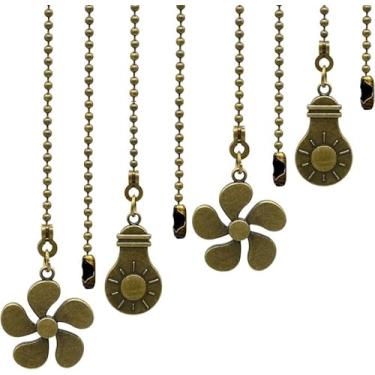Imagem de Pacote com 4 correntes para ventiladores de teto e luzes, ventiladores de 30,5 cm e extensor de corrente para ventilador de teto com padrão de luz, bronze