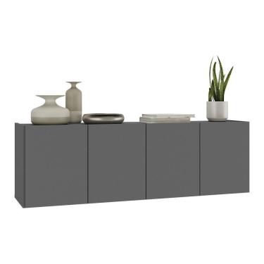 Imagem de Aparador Buffet Suspenso 4 Portas Multimóveis Mp8002 Grafite Grafite