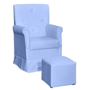 Imagem de Poltrona De Amamentação Suzi Com Balanço E Puff Corino Azul - Phoenix Baby Corino Azul