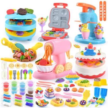 Imagem de Conjunto de massa colorida Pretend Play Toy WeeHomm 5 em 1 com 24 core