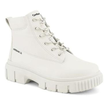 Imagem de Bota Feminina Cano Curto Coturno Urban Original Comfortflex, Marfim, 2