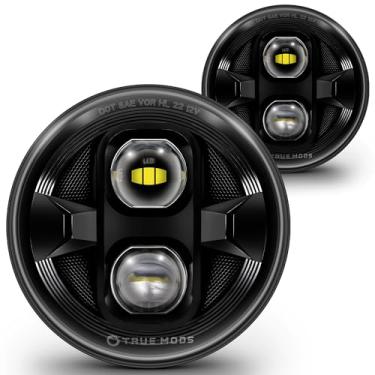 Imagem de TRUE MODS Faróis de LED redondos de 17,8 cm [Aprovados por DOT] H6024 2d1 preto de substituição para Jeep Wrangler JK JKU TJ LJ CJ Chevy Ford GMC Dodge TOYOTA Hummer Land Rover Mazda Nissan VW
