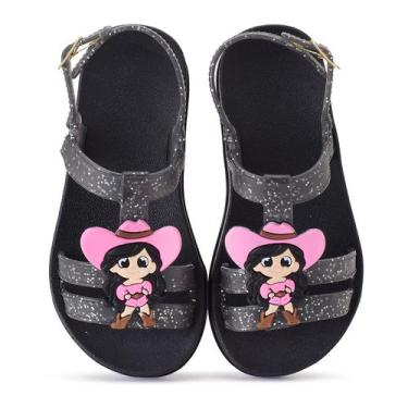 Imagem de Sandália Infantil Menina Boiadeira Ana Castela Tiras - Cauby, Preto, 3