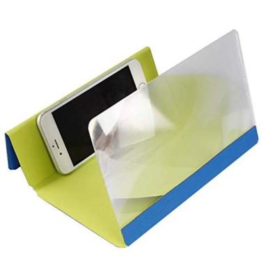 Imagem de GAORUIFENG Projetor de celular – Amplificador de tela de celular 3D para videogame – Suporte dobrável para celular com amplificador de tela – Compatível com todos os smartphones (azul claro)