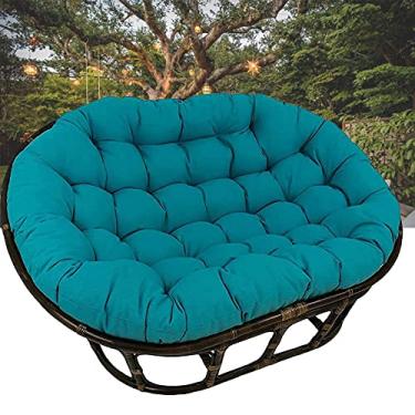 Imagem de Almofada para cadeira de ovo pendurada azul ao ar livre com laços almofadas de cadeira de balanço duplo para jardim pátio 170 x 119 x 15 cm