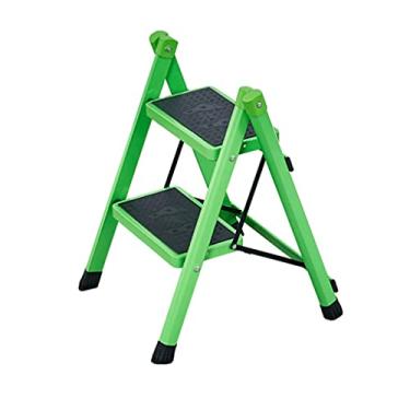 Imagem de Escadas dobráveis escadas pequenas escada de 2 degraus escada dobrável de um lado com pedal largo antiderrapante e suportes de reforço escada de metal resistente (cor: Escada K) (Escada a)