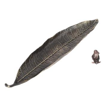 Imagem de Acouto Suporte Elegante para Bastões de Incenso de Sândalo Em Forma e Folha - Enfeites de Liga de Zinco Sala de chá, Estudo, Quarto, Ioga e Meditação - Decoração Natural Perfeita para Entusiastas de