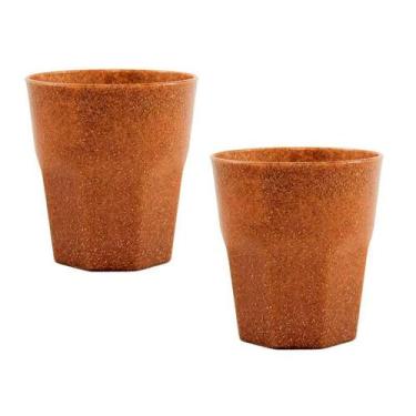 Imagem de Kit 2 Copos Mini Roma Fibra Madeira Green 300Ml - Bb Store