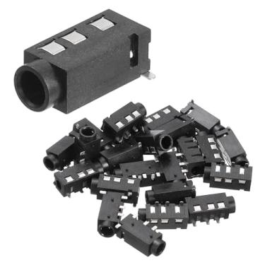Imagem de uxcell Tomada estéreo de 24 peças, conector de áudio de 1/20.3 cm 3,5 mm 4 pinos PJ-320D PCB Mount soquete fêmea para microfone, fone de ouvido, reprodutor de mídia, leitor de MP3/MP4, preto