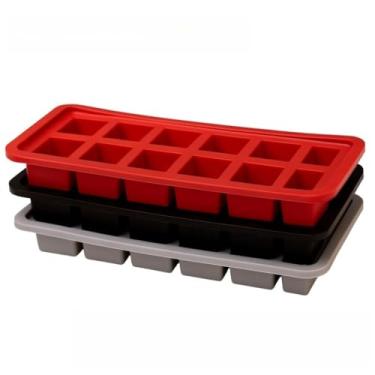 Imagem de Forma de Gelo Quadrado Silicone com 12 Cavidades Grande Bebida Gelada Fácil de Soltar(3)