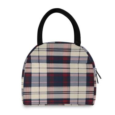 Imagem de GUIJI Lancheira com listras azuis-vermelhas, reutilizável, à prova de vazamento, lancheira para mulheres e homens, lancheira térmica para trabalho e viagens