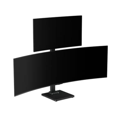 Imagem de Suptek Suporte duplo para monitor com base vertical, suporte de monitor independente para duas telas de 36 a 49 polegadas com suporte de base Vesa giratório, inclinação, altura ajustável, 50,75 e 100