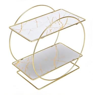 Imagem de Fockety Organizador de Bancada, Ferro Multifuncional de 2 Camadas, Organizador de Balcão de Banheiro, Prateleira de Armazenamento de Bancada para Banheiro, Cozinha, Sala de Estar, (WHITE)