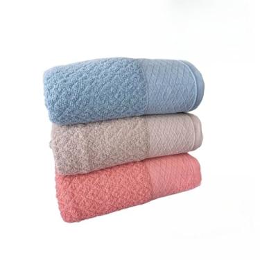 Imagem de Toalha Banho Toalhas de Banho Grandes e Macias 100% AlgodãO Puro Altamente Absorvente AgradáVel ao Toque Adequado para Todos os Tipos de Casas de Banho(Azul/Cinza/Rosa)