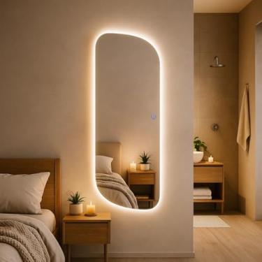 Imagem de Espelho Orgânico Vitta 90x40cm com LED Touch Bivolt 3 Cores Parede para Banheiro Quarto Penteadeira Design Moderno Iluminação Decorativa