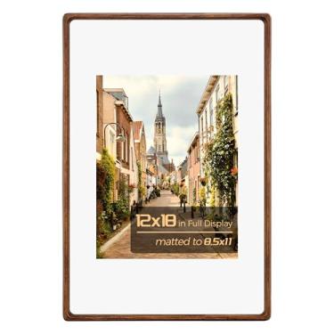 Imagem de Porta-retrato de 30 x 45,7 cm, moldura de madeira maciça com vidro temperado, molduras de mesa 21 x 28 com tapete ou 30 x 45 sem tapete para decoração de parede