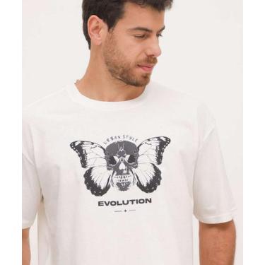 Imagem de Camiseta Masculina Estampa Borboleta Manga Curta MR-24027, Off white, 