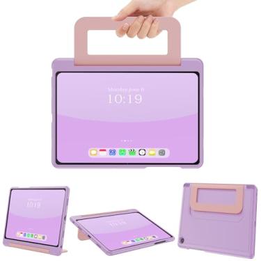 Imagem de INFILAND Capa infantil para Samsung Galaxy Tab A11+ Plus/A9+ Plus 11 polegadas (2023/2025), capa protetora durável e macia à prova de choque com alça (roxo claro-rosa)
