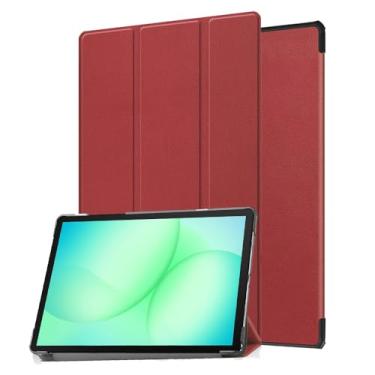 Imagem de SFFINE Capa para Samsung Galaxy Tab A11 Plus 2025/A9 Plus 2023 de 11 polegadas, capa protetora de três dobras para tablet Galaxy Tab A11+/A9+, despertar/hibernar automaticamente (vinho vermelho)