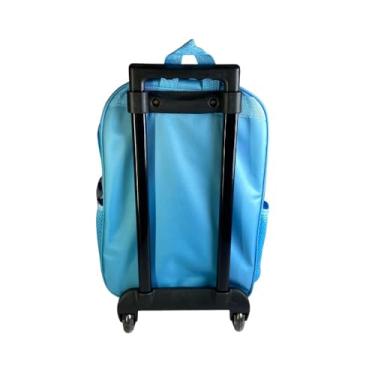 Imagem de Mochila de Rodinhas Infantil Carros, Poliéster, 48x30x14.5cm, 17 Litros, Azul e Vermelha, com Alça Retrátil Ajustável, para Escola e Viagens