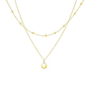 Imagem de Tenyux Colares com inicial para mulheres, banhado a ouro 18 K, colar de letras em camadas, colar com pingente empilhável, delicado, nome personalizado, aniversário, joias modernas, presentes para