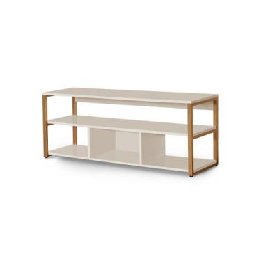 Imagem de Rack Roma Linha Alta Estilo Industrial Off White / Bronze - Lcn Moveis