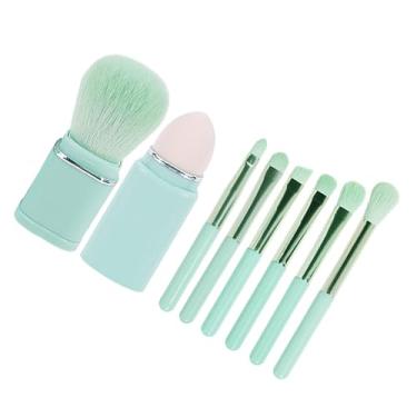 Imagem de Semme 8 Pçs Conjunto de Escova de Maquiagem Cerdas Macias Retrátil pó Escova Mini Pincéis de Maquiagem Portátil para Viagens Profissionais Mulheres Em Movimento (Ciano Claro)