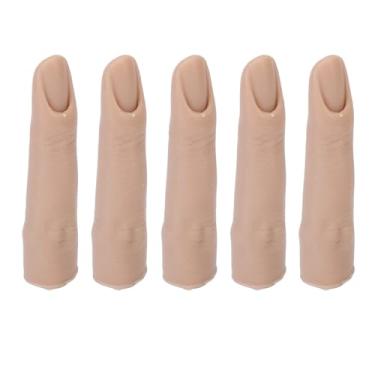 Imagem de Yinhing Dedos de Silicone para Prática, Articulações Flexíveis, Treinamento de Arte Em Unhas, Mãos de Manequim para Tatuagem, Unhas Acrílicas, Adereços de Halloween, 5 Peças, 8cm (Cor de pele escura)